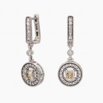 Tamsin Champagne and White Diamond Halo Earrings