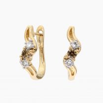 Tiana champagne and white diamond huggie earrings