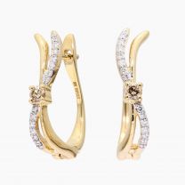 Kiara Champagne and White Diamond Huggie Earrings