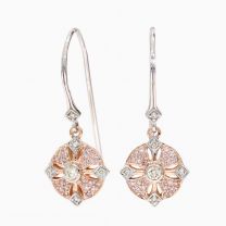 Antoinette Argyle Pink and white diamond cross hook earrings