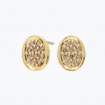 Elisa Champagne Diamond Oval Cluster Stud Earrings
