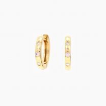 Marley Argyle Pink and White Diamond Huggie Earrings