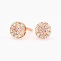 Geranium Argyle pink and white diamond cluster stud earrings