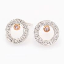 Dita Argyle pink and white diamond circle stud earrings