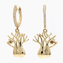 Twin champagne and white diamond boab huggie earrings