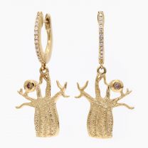 Patience champagne and white diamond boab huggie earrings