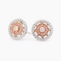 Marseille Argyle pink and white diamond halo stud earrings