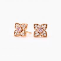 Floret Argyle pink and white diamond floral stud earrings