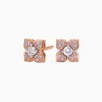 Floret white and Argyle pink diamond flower stud earrings