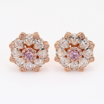 The Eden Crescendo Exhibition Argyle pink diamond removable pear cut halo stud earrings