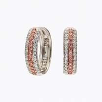 Ombre Argyle pink and white diamond hoop earrings