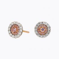 Cherish Argyle pink and white diamond cluster halo stud earrings