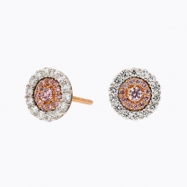 Cherish Argyle pink and white diamond cluster halo stud earrings