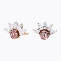 Cardigan white and Argyle pink diamond detachable stud earrings