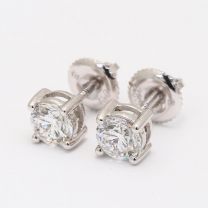 1.00 Carat White Diamond Stud Earrings