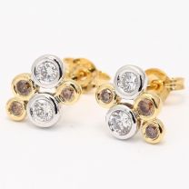 Champagne Bubbles Champagne and White Diamond Stud Earrings