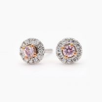 Rouge Argyle Pink and White Diamond Halo Stud Earrings