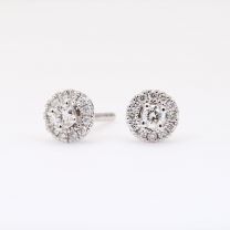 Rouge white diamond halo stud earrings