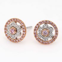 Julietta White And Argyle Pink Diamond Floral Halo Earrings