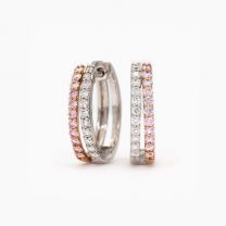 Vienne Argyle Pink and White Diamond Huggie Earrings