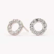 Flight white diamond circle stud earrings