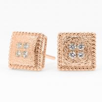 Tenille white diamond square stud earrings