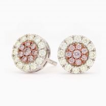 Biennial Argyle pink and white diamond cluster halo stud earrings