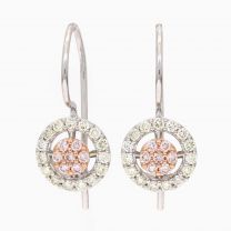 Angelique white and Argyle pink diamond hook earrings