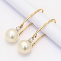 Lux white south sea pearl and white diamond hook earrings