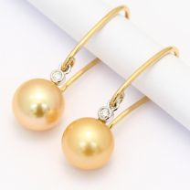 Lux Gold South Sea Pearl and Diamond Hook Earrings