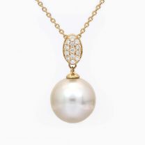 Moana white South Sea pearl and white diamond drop necklace