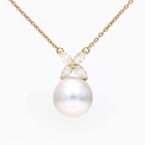 Serenity white South Sea pearl and marquise cut white diamond necklace