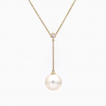 Aquata white South Sea pearl and white diamond lariat drop necklace