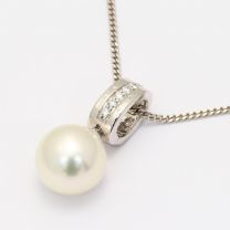 Sammi White South Sea Pearl and White Diamond Pendant