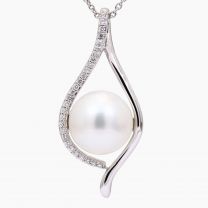 Embrace white South Sea pearl and white diamond pendant