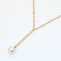 Pageant white diamond bar lariat necklace