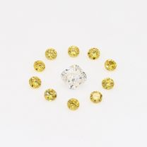 0.20 Total carat parcel of cushion cut light pink and round cut yellow diamonds
