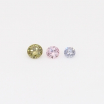 0.125 Total carat trio of round cut Argyle pink blue and green diamonds