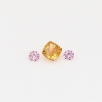 0.23 Total carat trio of 6P/PP Argyle pink and fancy intense yellow orange diamonds