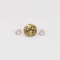 0.23 Total carat trio of round-cut Argyle pinkand fancy green diamonds