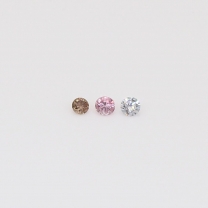 0.04 Total carat trio of round-cut rainbow coloured diamonds