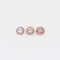 0.18 Total carat trio of round-cut intense pink champagne diamonds