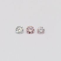 0.14 Total carat trio of round cut 6-7 P/PP Argyle pink and BL1 Argyle blue diamonds
