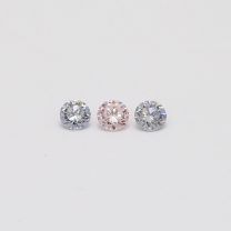 0.15 Total carat trio of round cut 6PR Argyle pink and BL2 Argyle blue diamonds