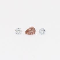 0.14 Total carat trio of pear and round cut pink and Argyle blue diamonds