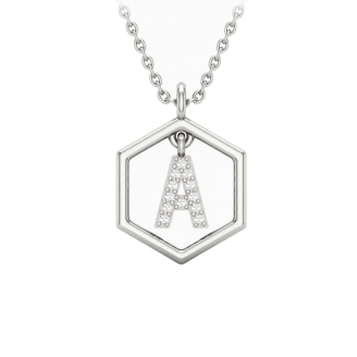 Insignia Icon A white diamond sterling silver initial necklace