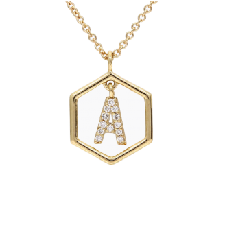 Insignia Icon A white diamond yellow gold initial necklace