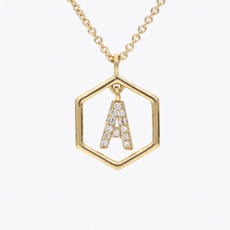 Insignia Icon A white diamond yellow gold initial necklace