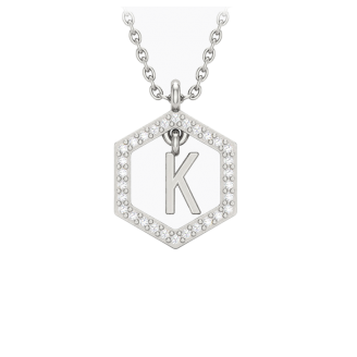Insignia K white diamond sterling silver initial necklace
