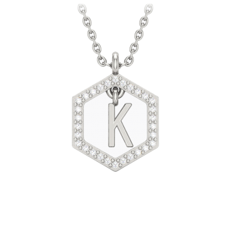 Insignia K white diamond sterling silver initial necklace